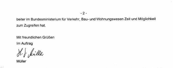 Brief von Verkehrsminister Bodewig, Seite 2